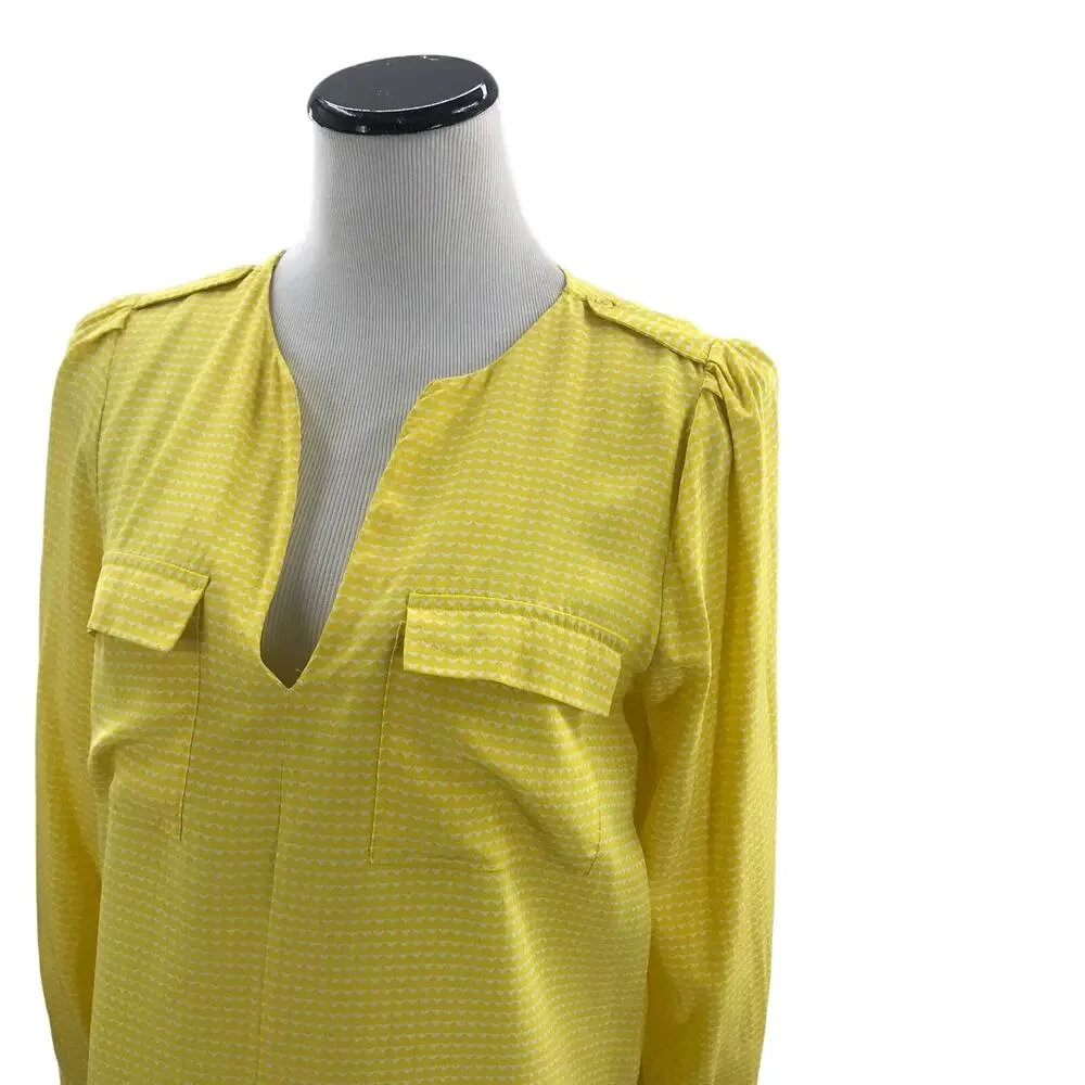Joie Lemon Yellow Silk Marlo Printed Top